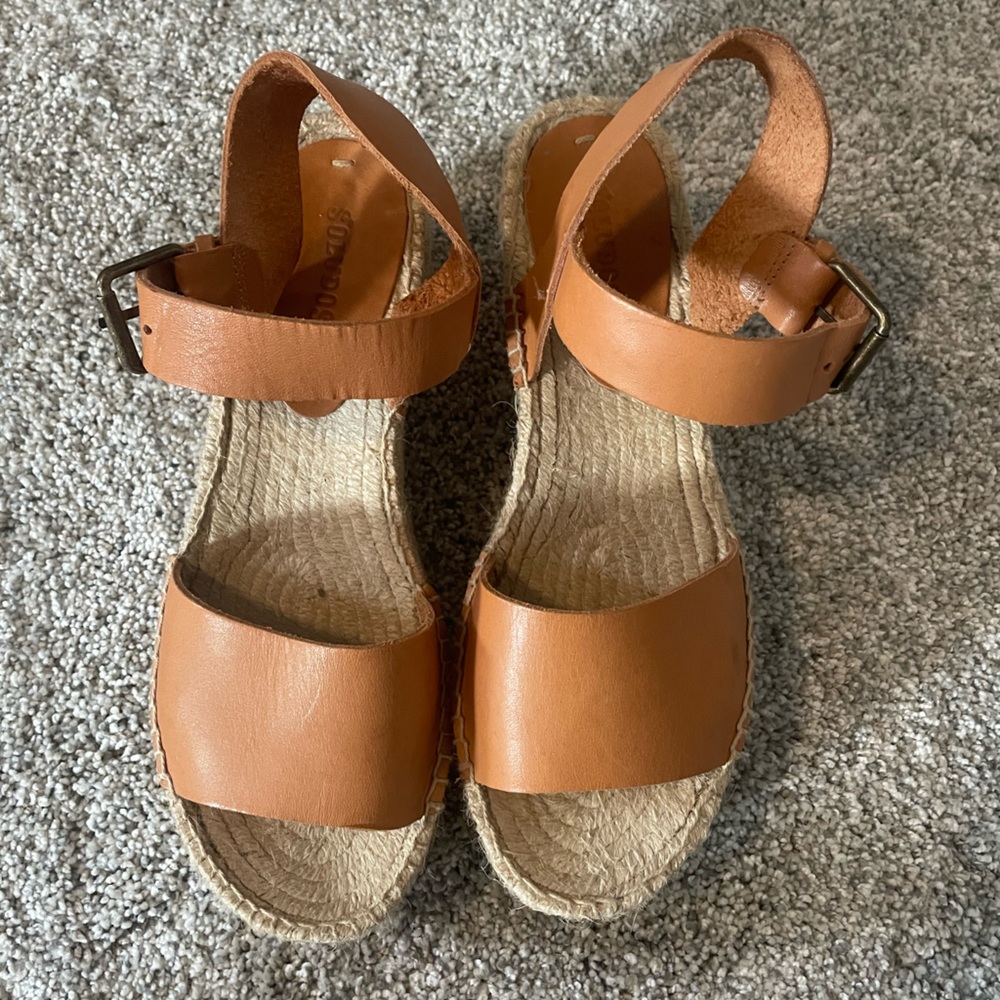 Soludos Minorca High Platform Leather Sandal, size 8